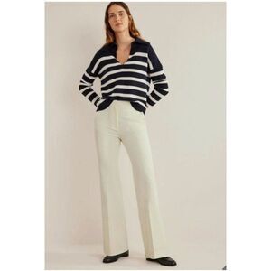 Boden Women Trousers Ivory Pants UK 14L US 10L 10 Tall Flare Bistretch R0250 NWT